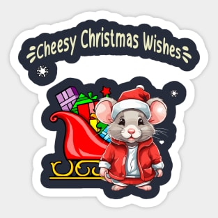 Merry and Cheesy Christmas Mouse Santa Design! Sticker